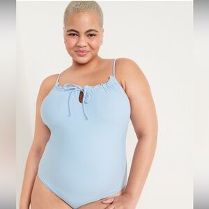 NWOT Women’s Old Navy Light Blue Gathered Keyhole One-Piece Swimsuit 3X